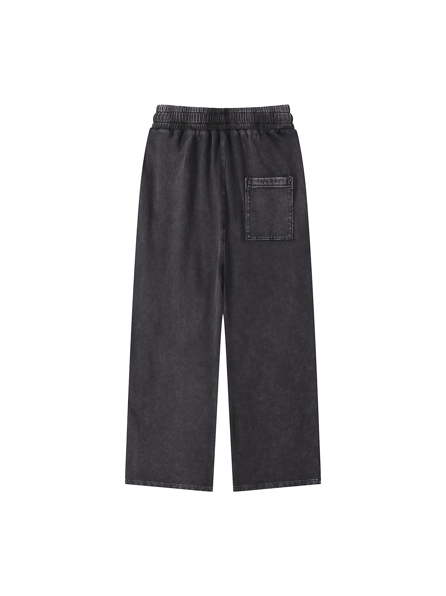 Acid Wash Straight Black Leg Pants - 360 GSM