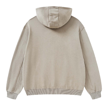 High Neck Insulated FOG Solid Color Gary Camel Fleece Hoodie - 385 GSM