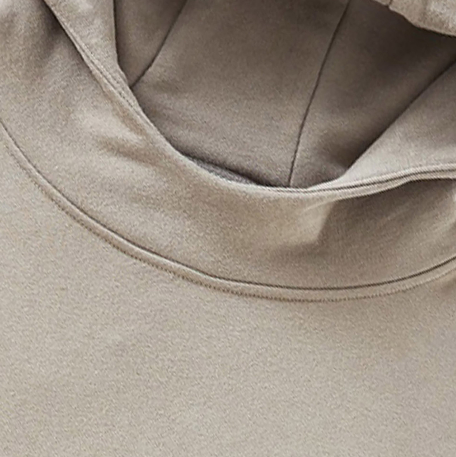 High Neck Insulated FOG Solid Color Gary Camel Fleece Hoodie - 385 GSM