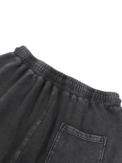 Acid Wash Straight Black Leg Pants - 360 GSM