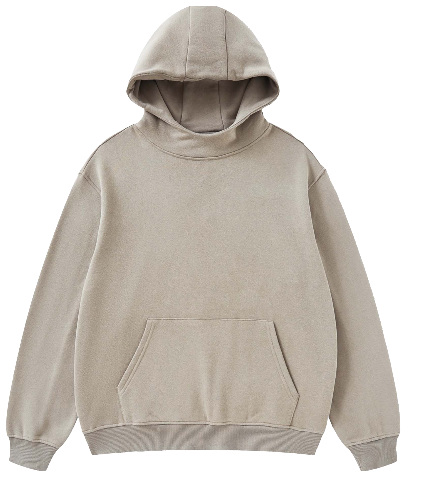 High Neck Insulated FOG Solid Color Gary Camel Fleece Hoodie - 385 GSM
